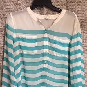 Green and White Stripped Blouse